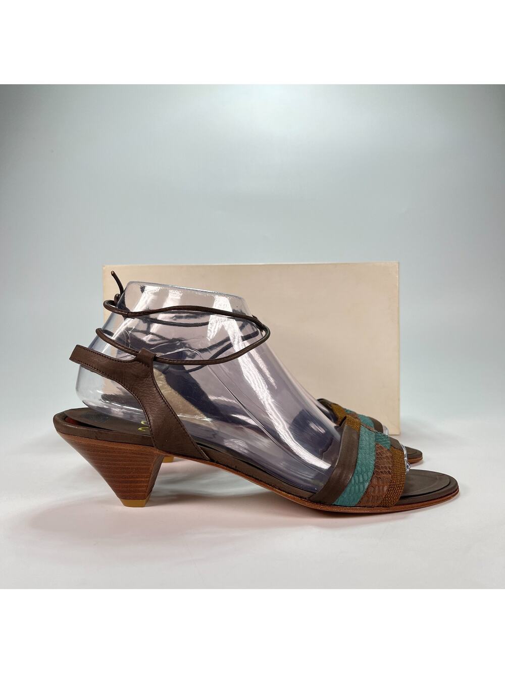 VITELLO 143 Brown Ties Wrap Bohemian Strappy Sandals Women's Size US 8.5 EU 39